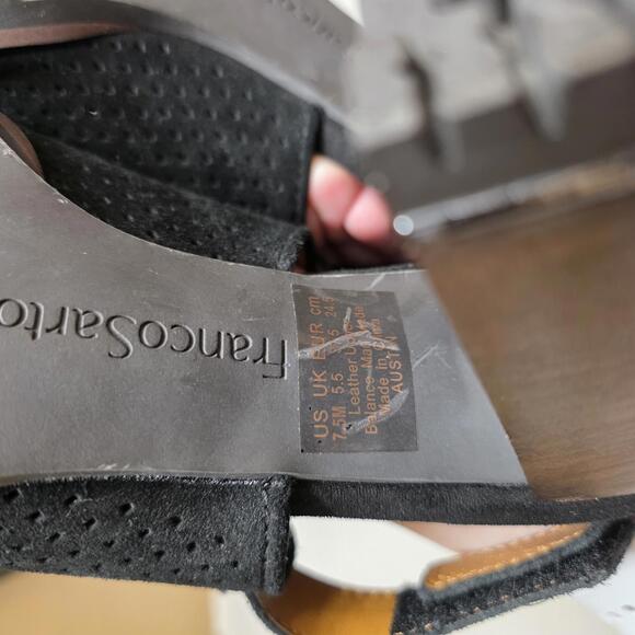 Franco Sarto Black Perforated Peep Toe Heeled Sandals- 7.5 NWOT - Picture 6 of 7